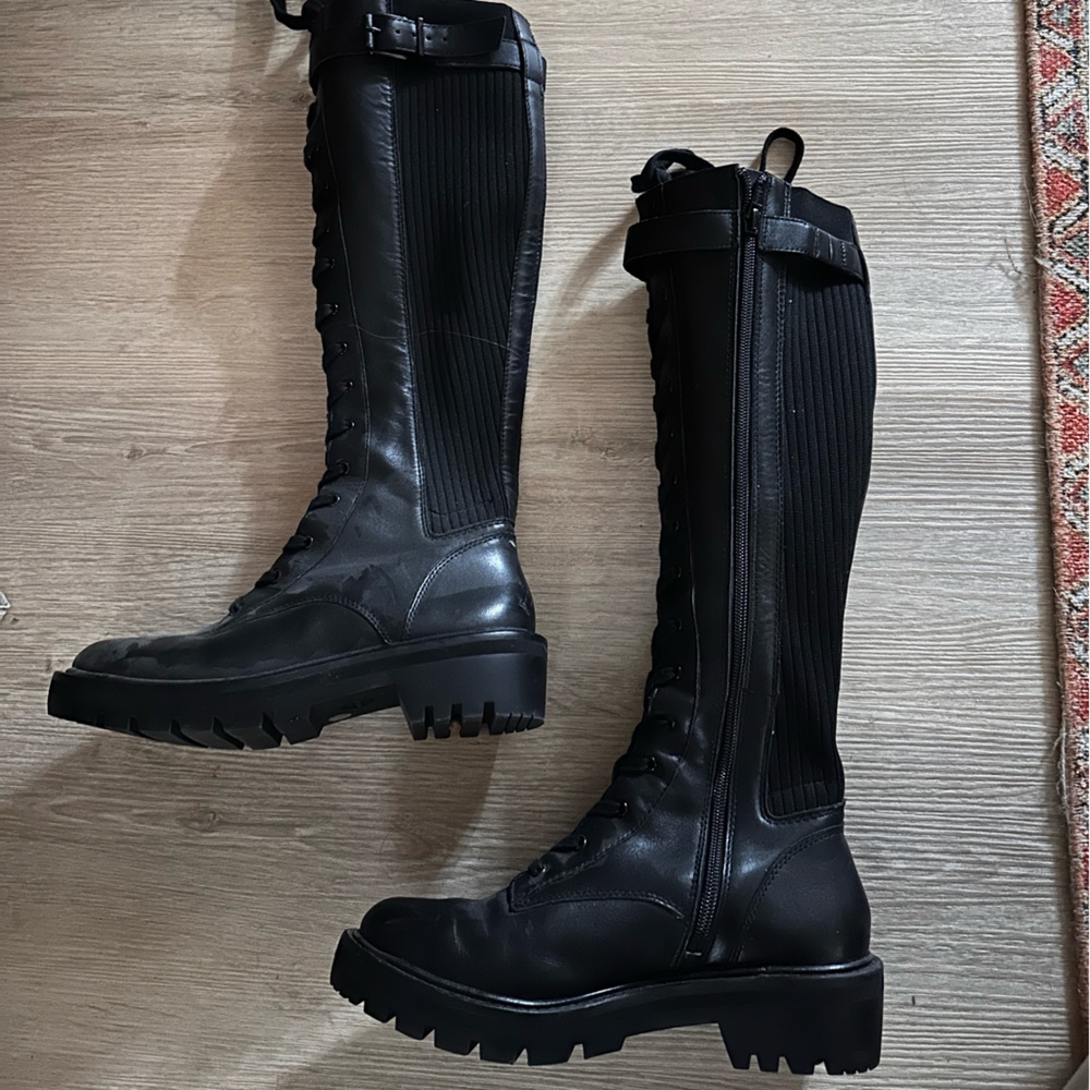 New never worn knee high combat boots